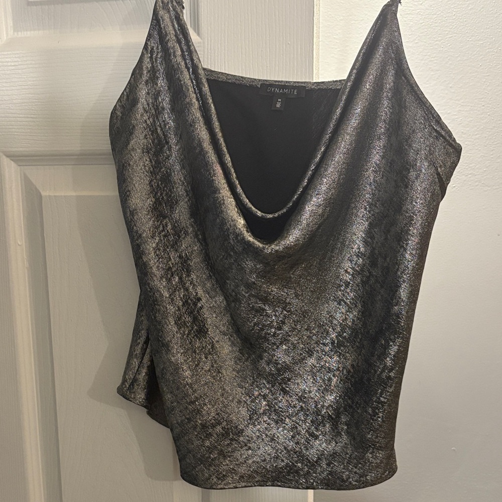 Dynamite Shimmering Black Cowl Neck Camisole